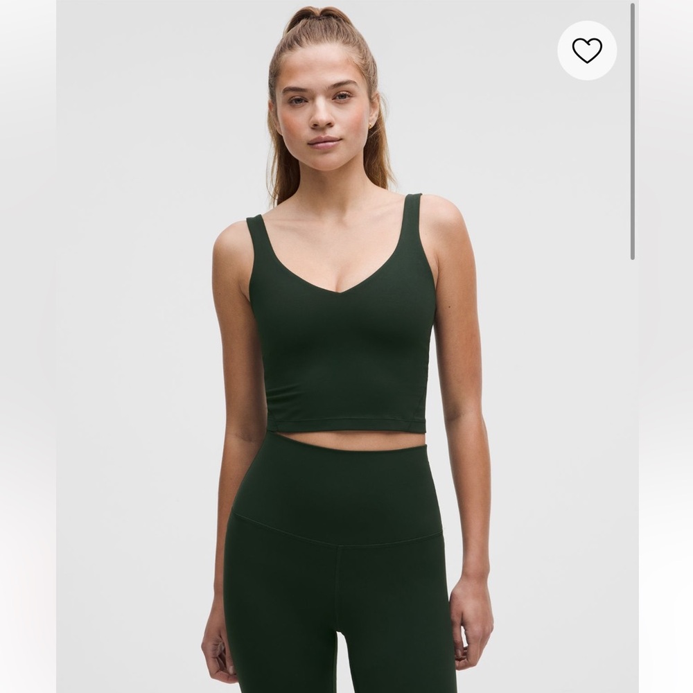 NWT Lululemon Align Tank Rainforest Green Workout Top Crop Top with Bra Size 2